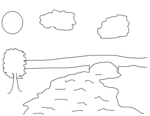 Раскраска. У реки