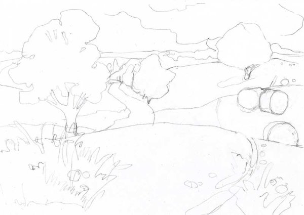 Поэтапное рисование Луга