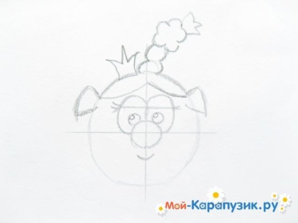 Нюша из смешариков поэтапно