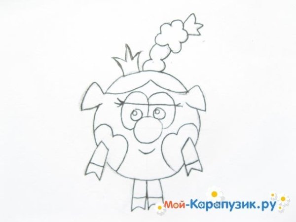 Нюша из смешариков поэтапно