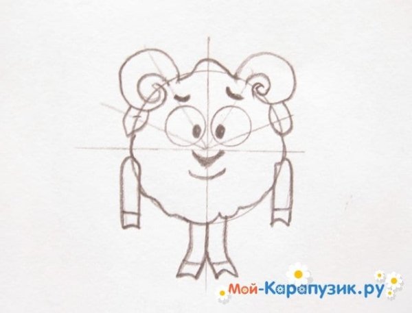 Рисуем Бараш из смешариков поэтапно