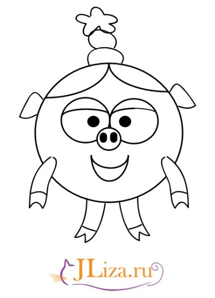 Нарисовать Нюшу из смешариков