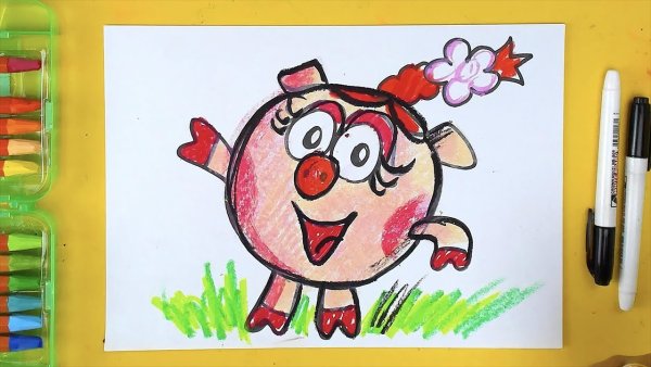 Смешарики рисунок красками