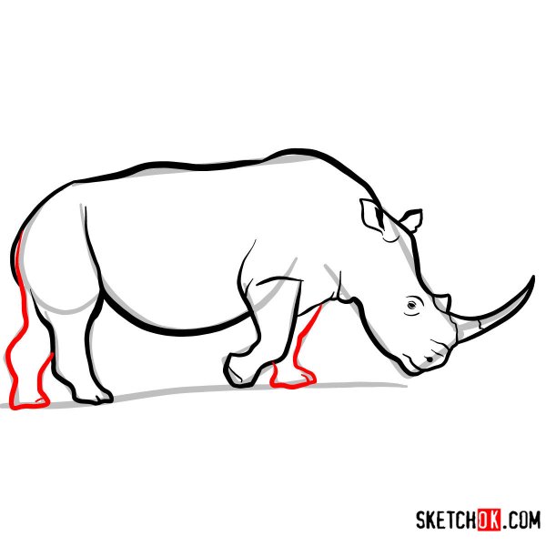Носорог рисунок легкий
