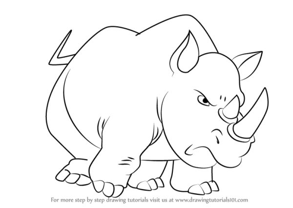 Носорог рисунок карандашом