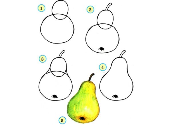 Поэтапное рисование фруктов