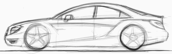 Поэтапное рисование машины Гелик