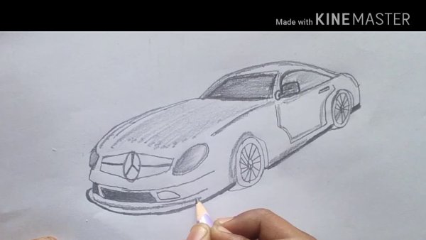 Нарисовать Мерседес карандашом поэтапно