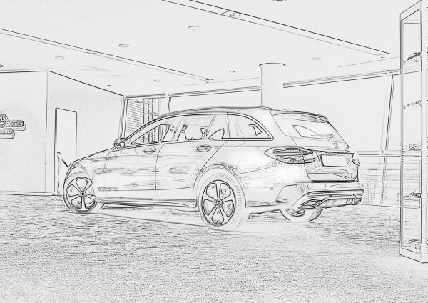 Рисунок Мерседес сзади