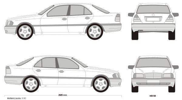 Mercedes w202 габариты
