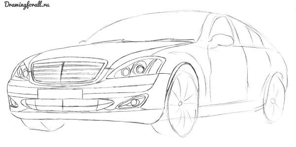 Мерседес рисунок карандашом лёгкий