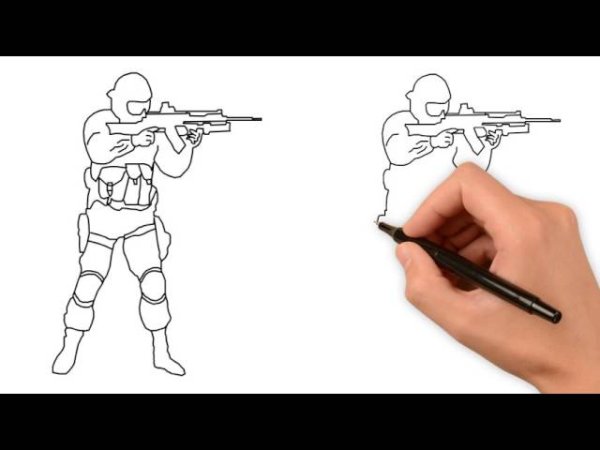 Человек с автоматом рисунок