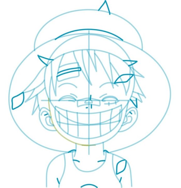 Луффи карандашом поэтапно для начинающих