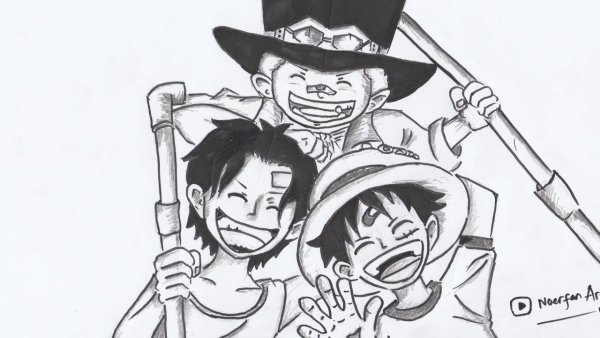 Луффи и Эйс и сабо рисунок карандашом
