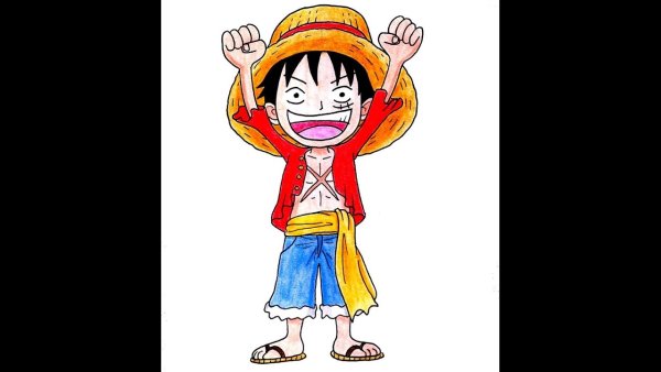 Луффи Чиби карандашом