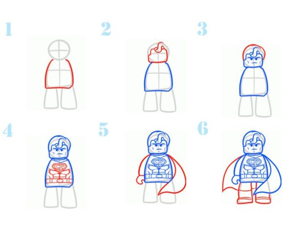 Нарисовать лего человечка