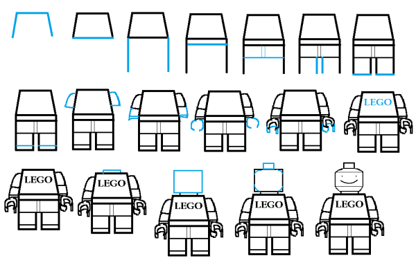Рисовать лего человечка