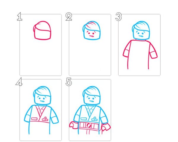 Рисуем лего человечков поэтапно