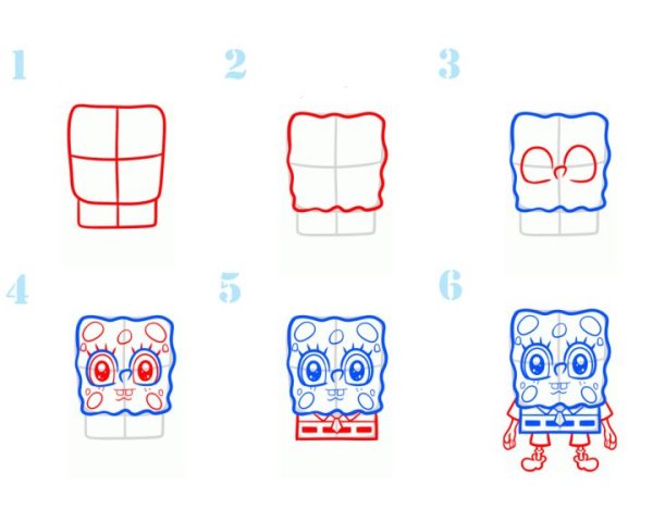 Поэтапное рисование Спанч Боба