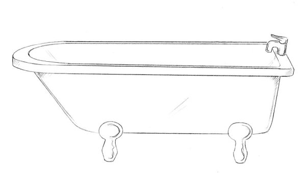 Ванна поэтапное рисование