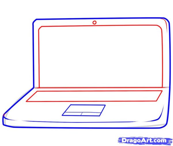 Поэтапное рисование ноутбука