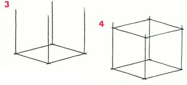 Поэтапный рисунок Куба