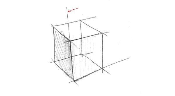 Поэтапное рисование Куба в перспективе