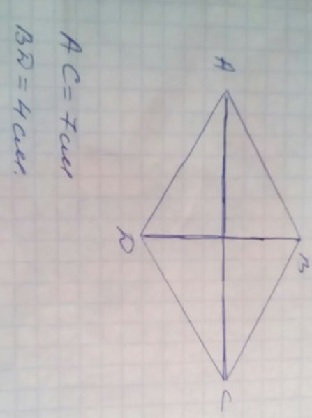 Ромб с диагоналями 4 и 3 см