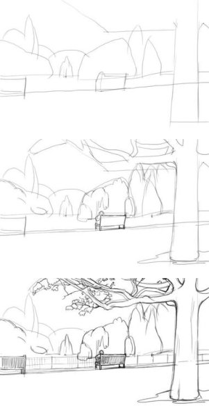 Поэтапное рисование природы