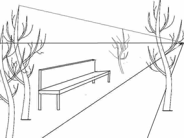 Парк рисунок карандашом для начинающих