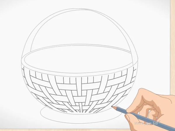 Корзина с фруктами рисунок карандашом