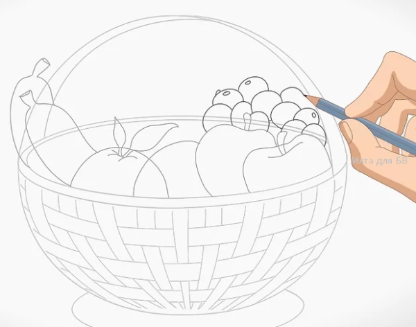 Поэтапное рисование корзины