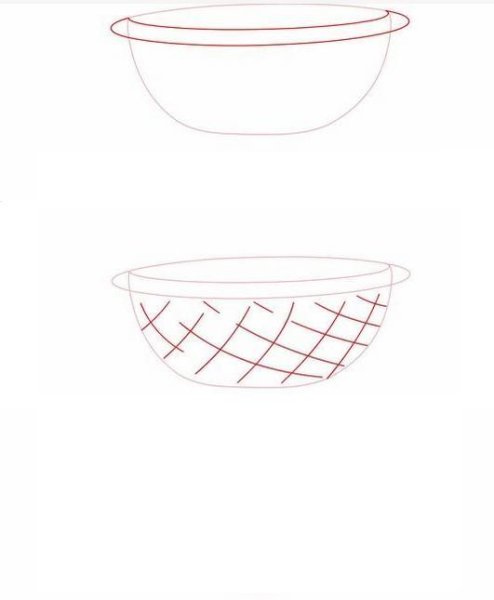 Корзинка с фруктами карандашом