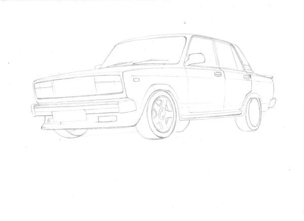 Пошаговый рисунок автомобиля