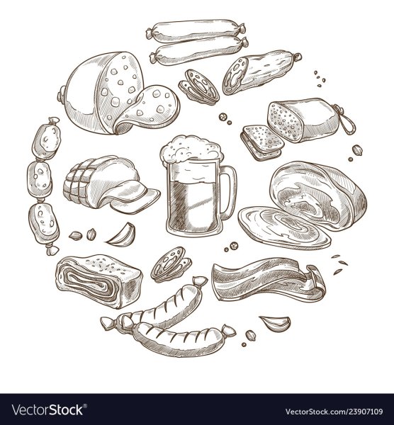 Скетч изображения колбас