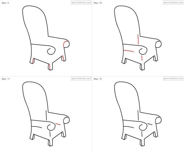 Поэтапное рисование кресла
