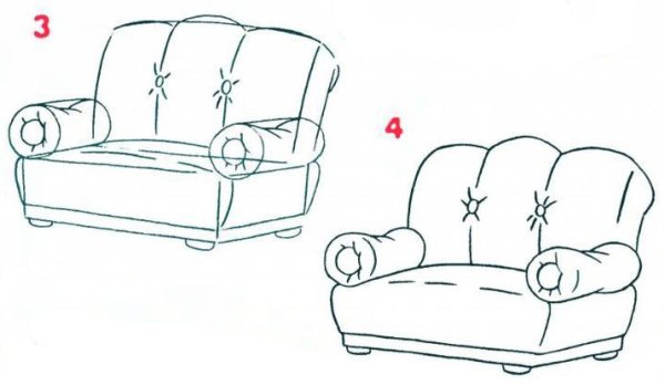 Диван поэтапное рисование