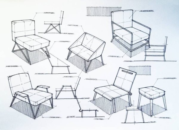 Предметы мебели в перспективе