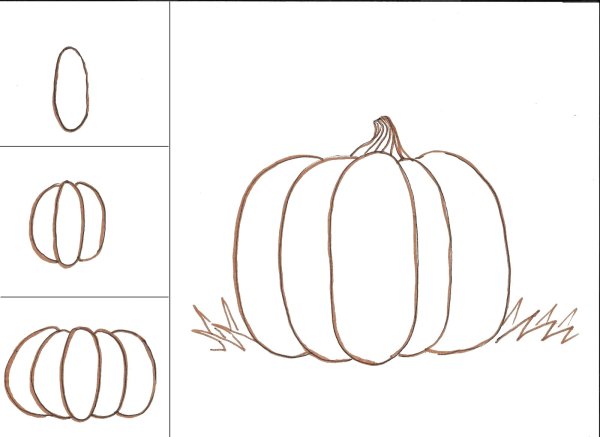 Пошаговое рисование тыквы