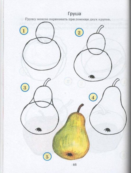 Поэтапное рисование овощей и фруктов
