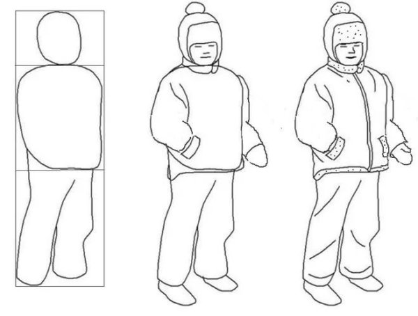 Рисование человека в зимней одежде