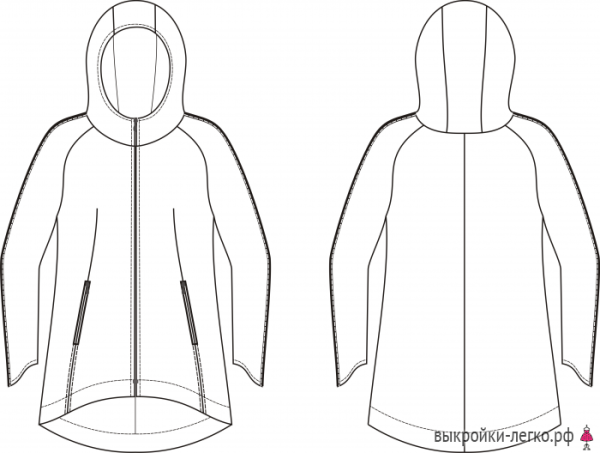 Крой пальто с капюшоном