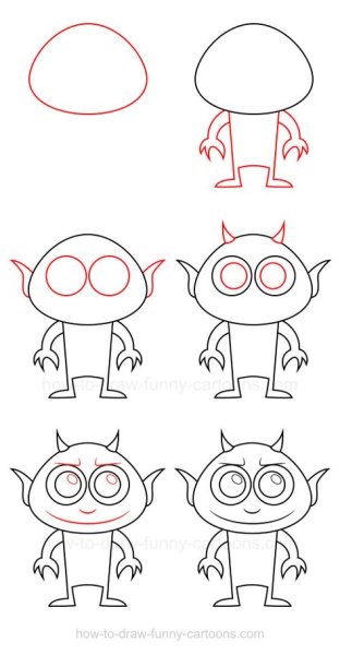 Поэтапное рисование монстров