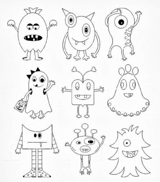 Раскраски маленькие монстрики