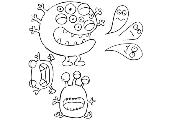 Микробы раскраска для детей