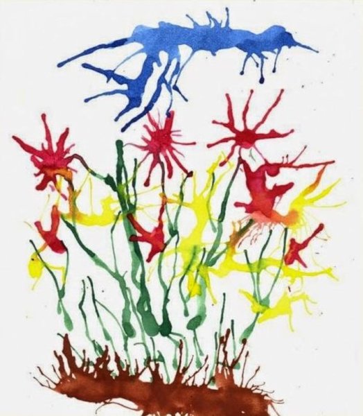 Техника кляксография с трубочкой