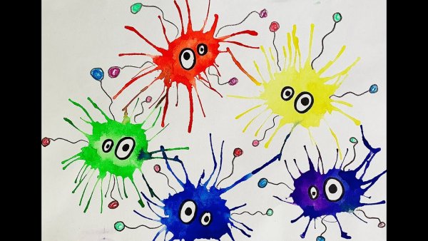 Кляксография выдувание трубочкой