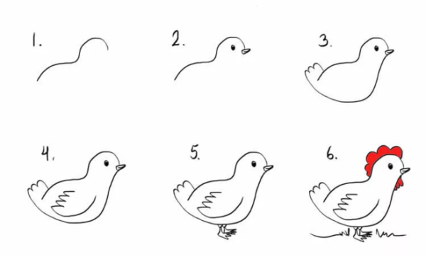 Поэтапное рисование курицы для детей