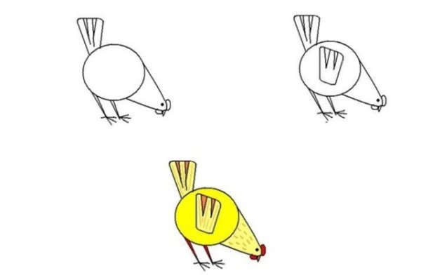 Поэтапное рисование курицы для детей