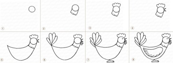Поэтапное рисование петушка